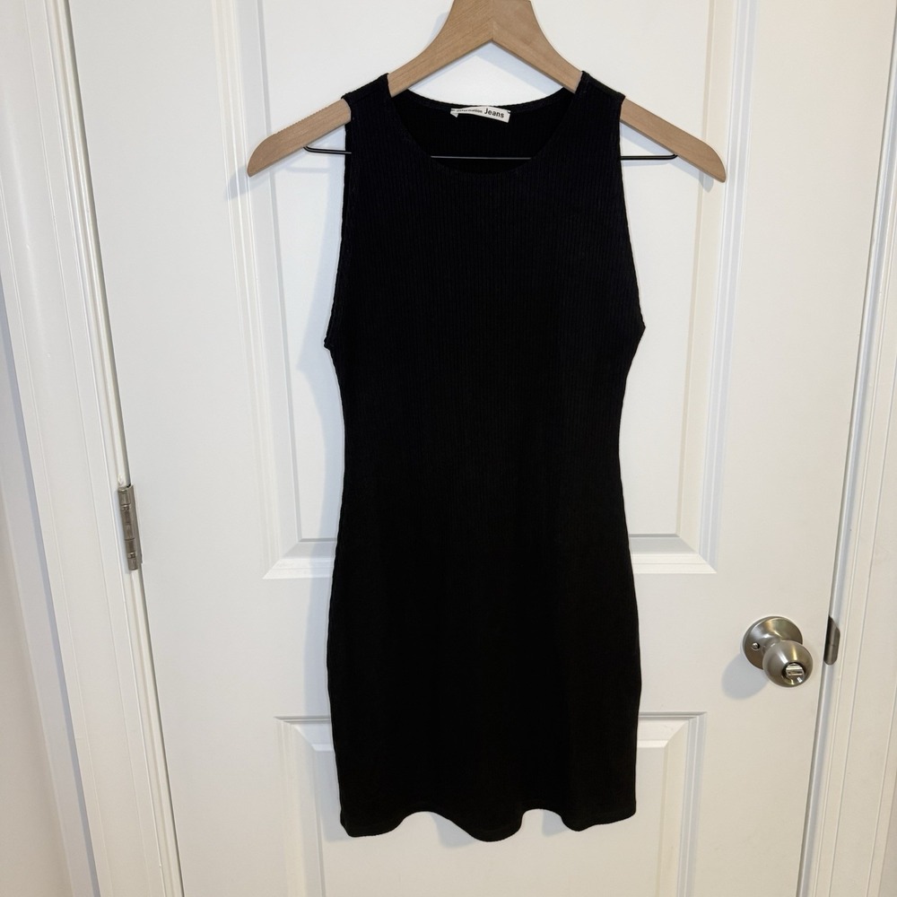 Reformation Women's Black Tank Mini Dress Size Small Ribbed Stretch Body Con